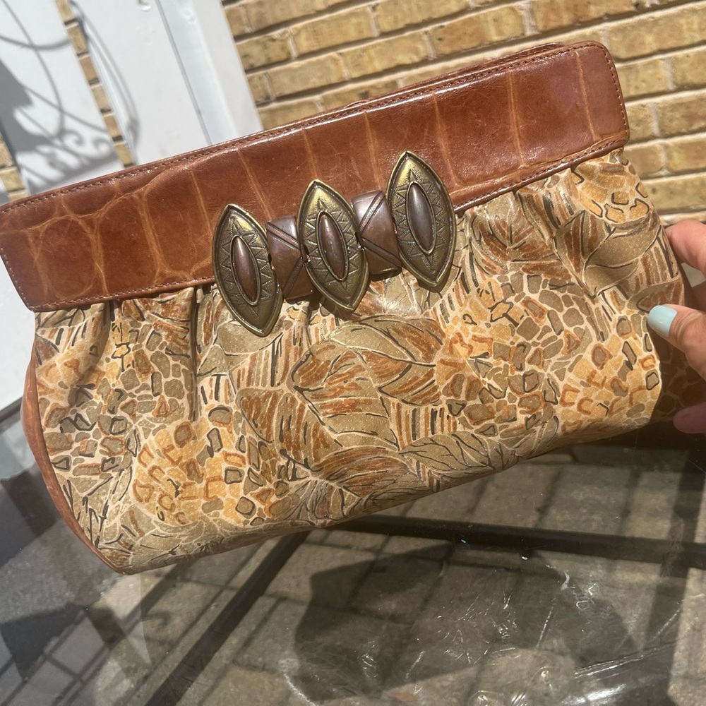 Vintage Susan Gail CROC LOOK Leather Crossbody Purse MADE IN ITALY see details